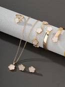 Conjunto 5 Peças Trevo De Quatro Folhas Da Sorte Branco