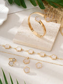 Conjunto 5 Peças Trevo De Quatro Folhas Da Sorte Branco