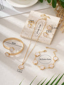 Conjunto 5 Peças Trevo De Quatro Folhas Da Sorte Branco