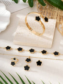 Conjunto 5 Peças Trevo De Quatro Folhas Da Sorte Preto