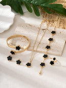 Conjunto 5 Peças Trevo De Quatro Folhas Da Sorte Preto