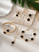 Conjunto 5 Peças Trevo De Quatro Folhas Da Sorte Preto