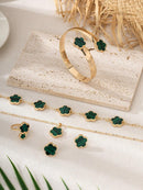 Conjunto 5 Peças Trevo De Quatro Folhas Da Sorte Verde