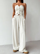 Conjunto Feminino Calça e Cropped Branco Júlia