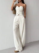 Conjunto Feminino Calça e Cropped Branco Júlia