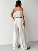 Conjunto Feminino Calça e Cropped Branco Júlia
