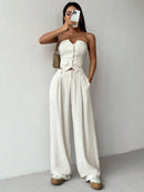 Conjunto Feminino Calça e Cropped Branco Júlia