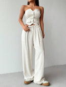 Conjunto Feminino Calça e Cropped Branco Júlia
