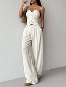 Conjunto Feminino Calça e Cropped Branco Júlia
