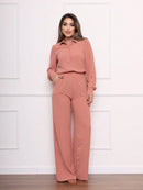 Conjunto Feminino Calça Pantalona Rosa Empoeirado