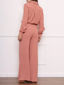 Conjunto Feminino Calça Pantalona Rosa Empoeirado