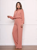 Conjunto Feminino Calça Pantalona Rosa Empoeirado