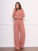 Conjunto Feminino Calça Pantalona Rosa Empoeirado