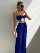 Conjunto Feminino De Biquíni 3 Peças Liso Azul Royal