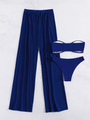 Conjunto Feminino De Biquíni 3 Peças Liso Azul Royal