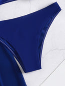Conjunto Feminino De Biquíni 3 Peças Liso Azul Royal