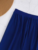 Conjunto Feminino De Biquíni 3 Peças Liso Azul Royal