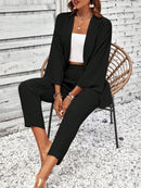Conjunto Feminino Duas Peças Com Casaco Aberto Preto
