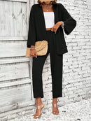 Conjunto Feminino Duas Peças Com Casaco Aberto Preto