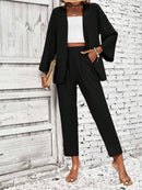 Conjunto Feminino Duas Peças Com Casaco Aberto Preto