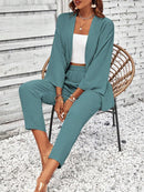 Conjunto Feminino Duas Peças Com Casaco Aberto Verde