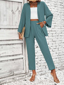 Conjunto Feminino Duas Peças Com Casaco Aberto Verde