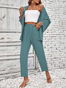 Conjunto Feminino Duas Peças Com Casaco Aberto Verde