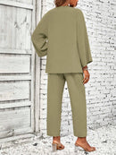 Conjunto Feminino Duas Peças Com Casaco Aberto Verde Militar