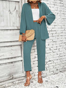 Conjunto Feminino Duas Peças Com Casaco Aberto Verde