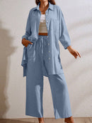 Conjunto Feminino Klycia Calça Pantacourt Azul