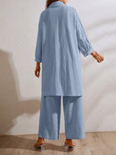 Conjunto Feminino Klycia Calça Pantacourt Azul