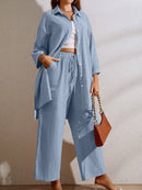 Conjunto Feminino Klycia Calça Pantacourt Azul
