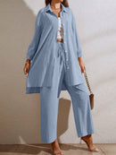 Conjunto Feminino Klycia Calça Pantacourt Azul