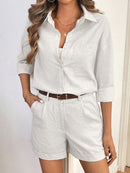 Conjunto Feminino Short e Blusa 100% Algodão Jasmine Branco