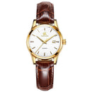 Relógio Feminino Ernie Klein Quartz Pulseira em Couro Dourado  6898L