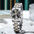 Relógio Feminino Ernie Klein Retrô Quartz Prata Fundo Preto  9931L