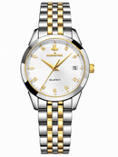 Relógio Feminino Ernie Klein Retrô Quartz Prata Fundo Branco 9931L