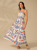 Vestido Feminino Longo Estampa Azaléia